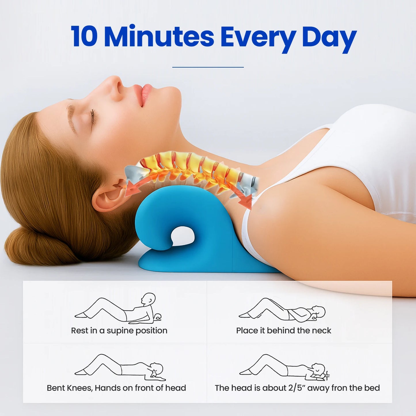 Neck and Shoulder Relaxer, Cervical Traction Device for TMJ Pain Relief and Cervical Spine Alignment, Chiropractic Pillow Neck S