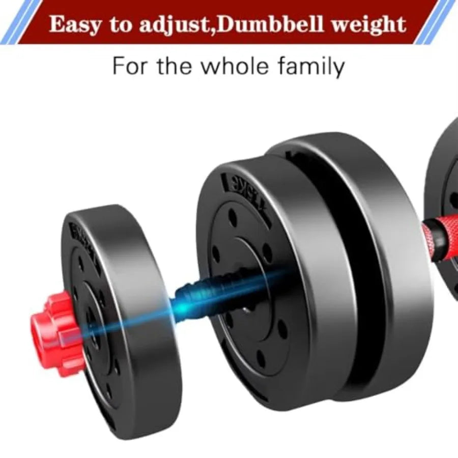 Adjustable Dumbbells Set of 2 Convertible to Barbell Lightweight Free Weights for Home Gym Women and Men Equipment in Black
