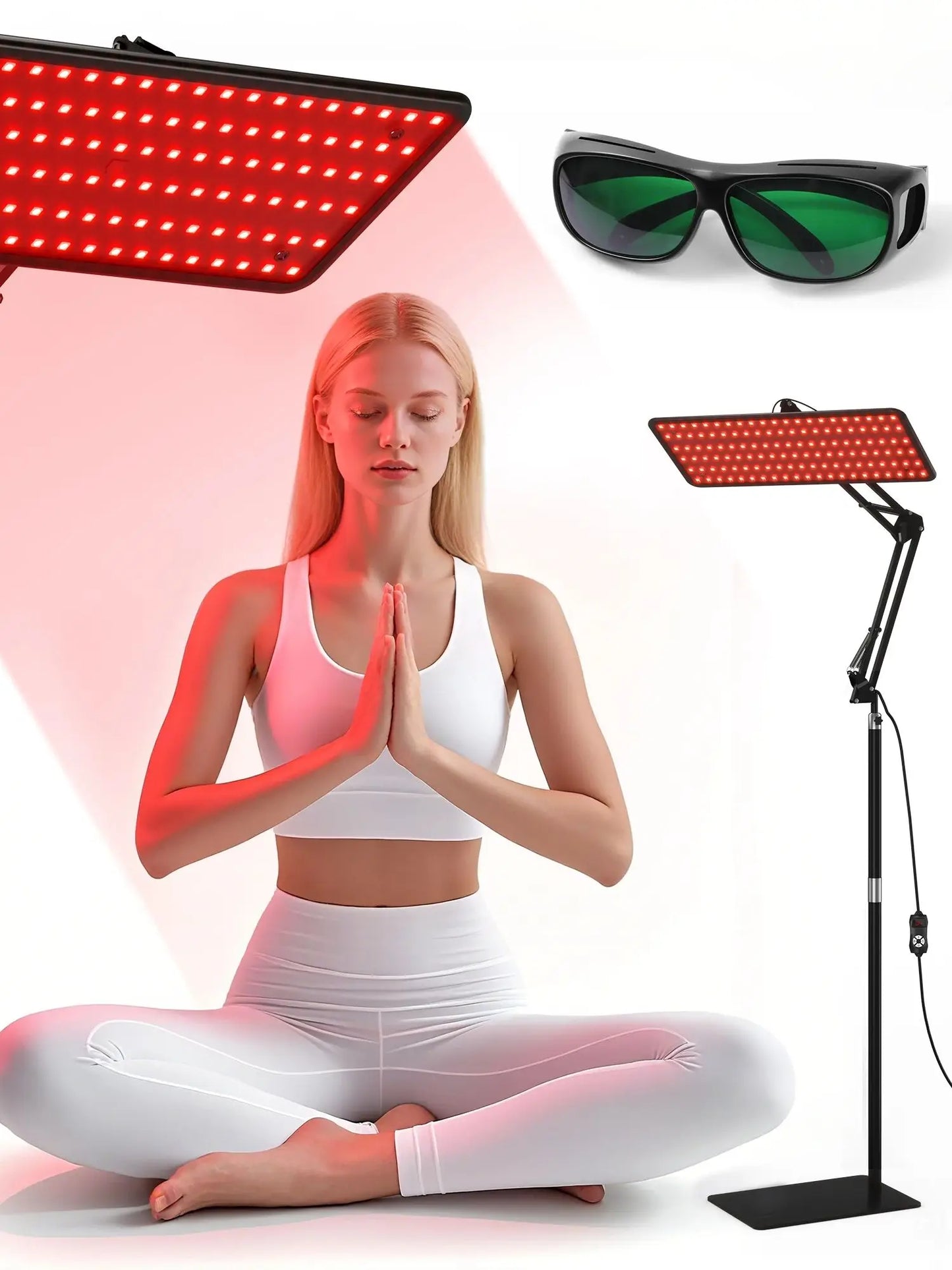 FDA-Cleared Beuchan Whole Body Red Light Therapy Device - Adjustable 660nm/850nm/940nm Large Panel & Stable Stand
