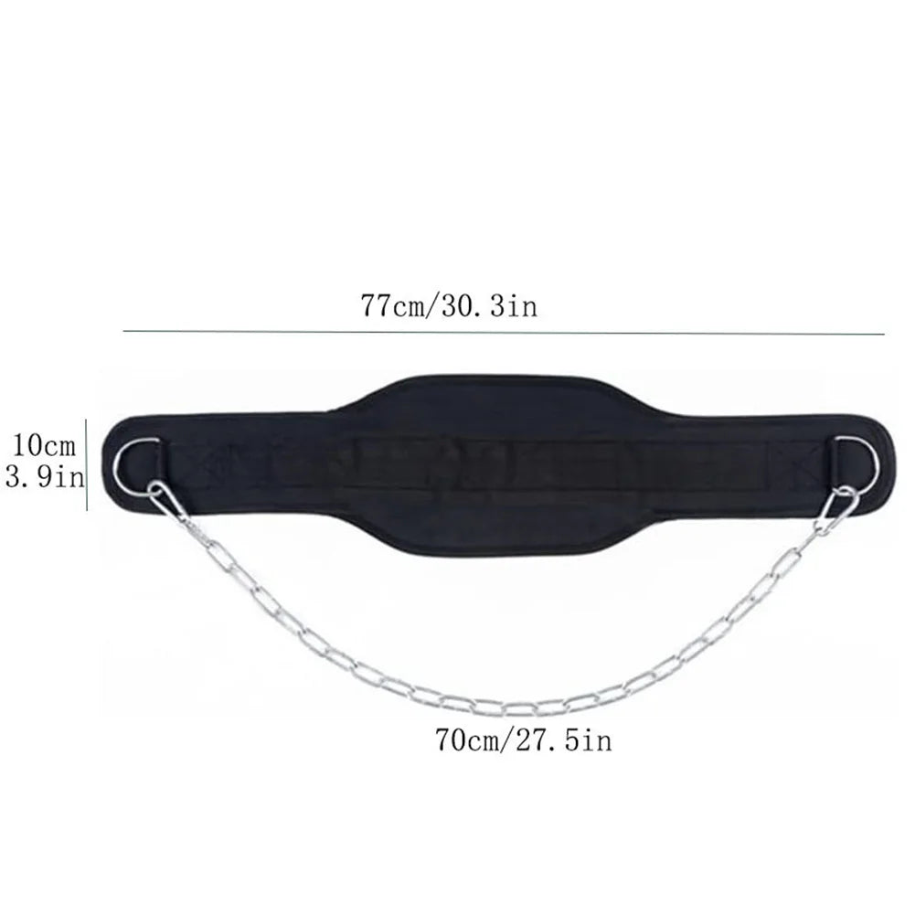 Weight Lifting Belt with Chain Neoprene Weightlifting Back Support Strap Weight Lifting Dip Belt for Weightlifting Pull Ups Dips