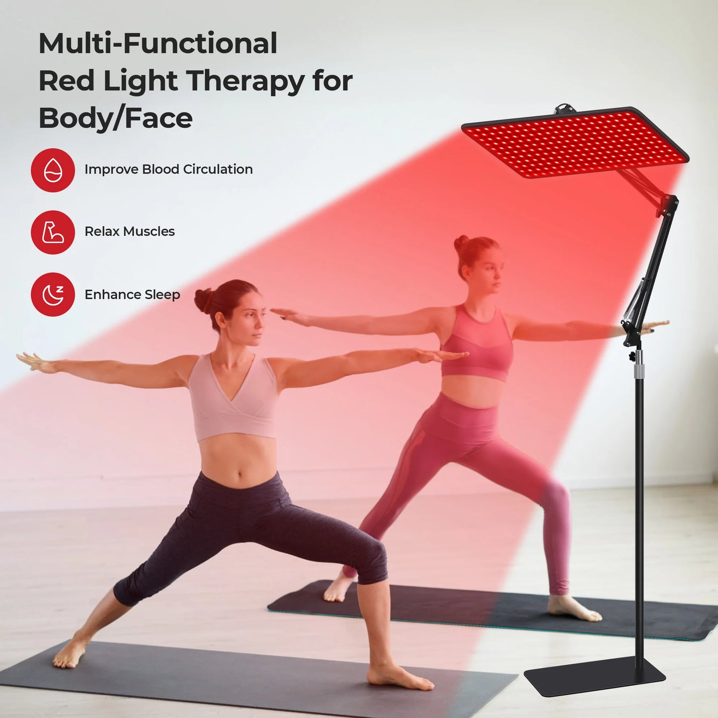 FDA-Cleared Beuchan Whole Body Red Light Therapy Device - Adjustable 660nm/850nm/940nm Large Panel & Stable Stand