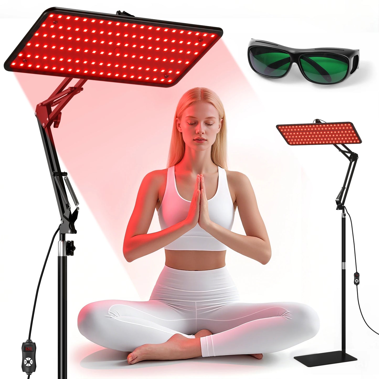 FDA-Cleared Beuchan Whole Body Red Light Therapy Device - Adjustable 660nm/850nm/940nm Large Panel & Stable Stand