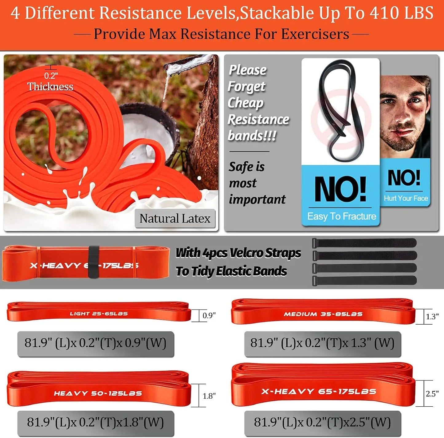 Heavy-Duty Resistance Band Bar Set with 500LB Capacity, 4 Stackable Bands & Door Anchor for Full Body Home Workouts