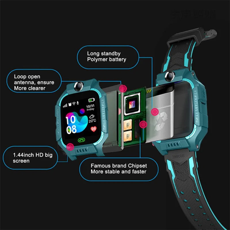 Z6 Kids SOS Smart Watch IP67 Waterproof SIM Card Children GPS Tracker Anti-lost Smart Wristband For IOS Android PK Q12 Q50
