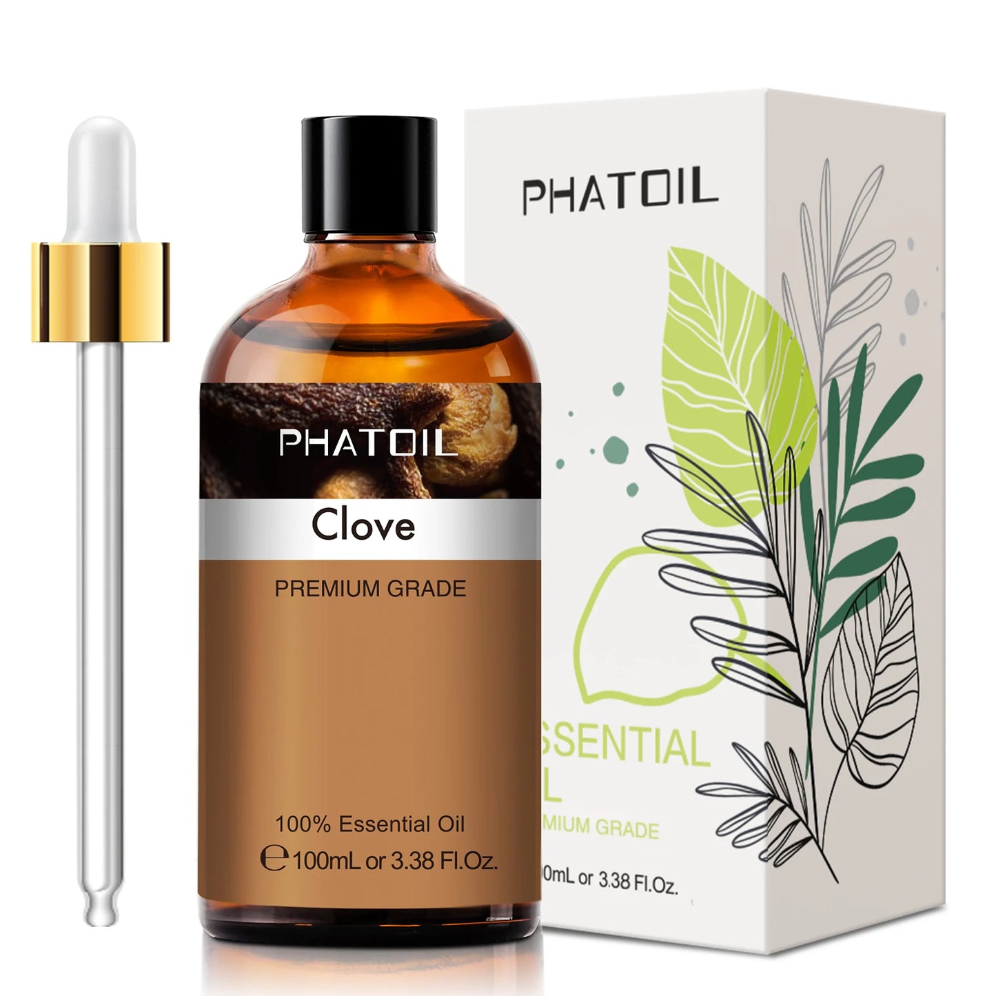 PHATOIL 100ML Spearmint Pure Natural Rose Essential Oils for Humidifier Diffuser Spa Massage Clove Bud Oregano Helichrysum