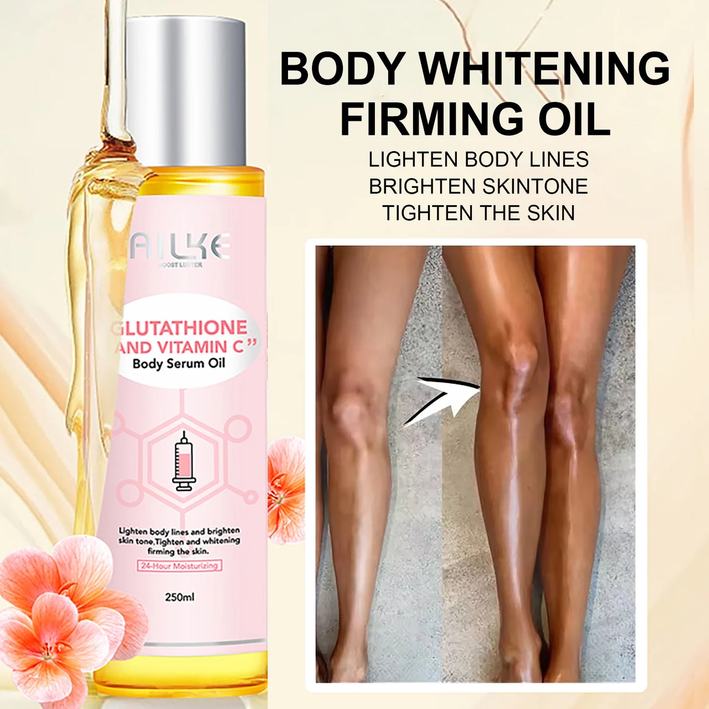 AILKE Vitamin C Moisturizing and Whitening Massage Essential Oil, Smooth Skin, Reduce Dark Spots, For All Skin Types, 250ml
