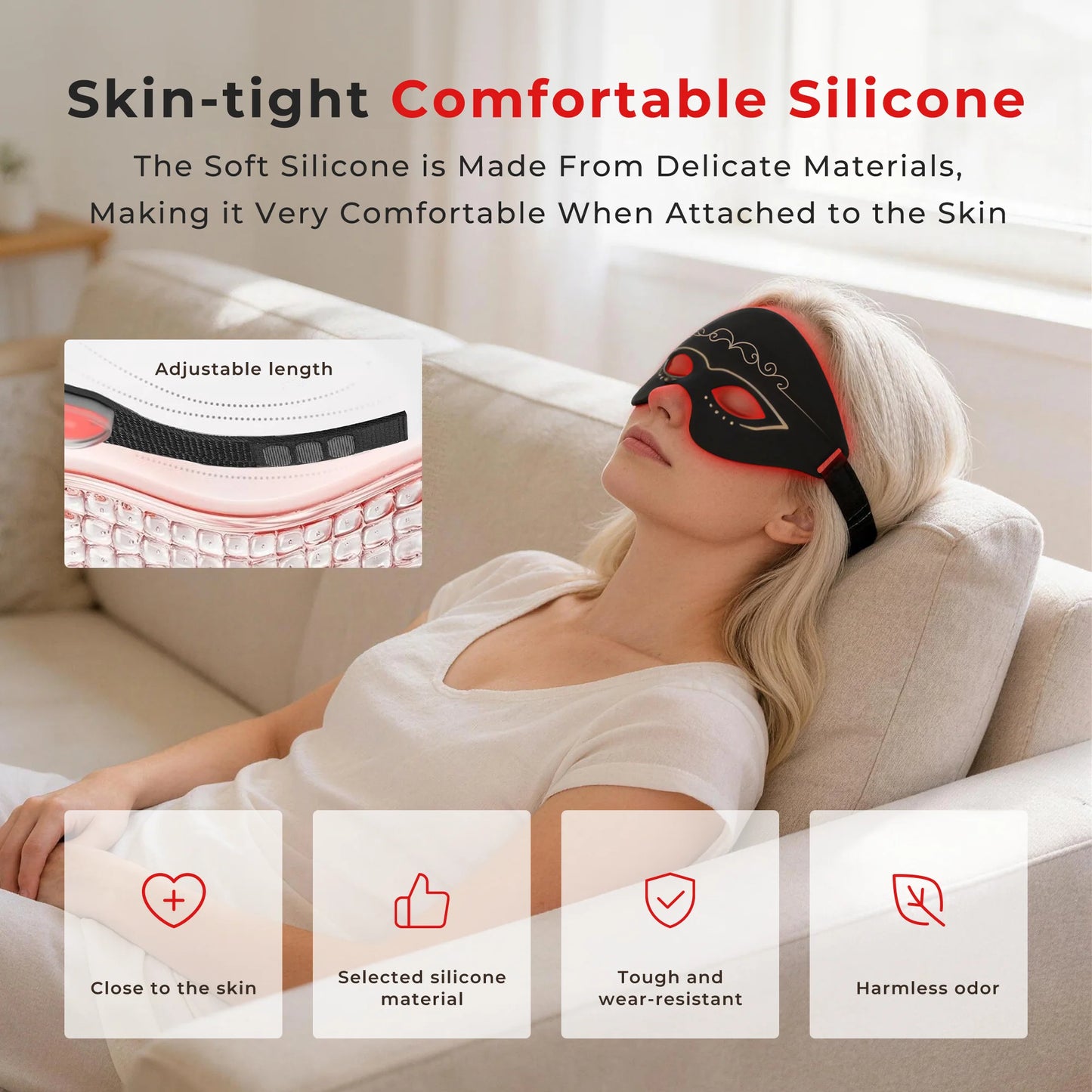 ed Light Eye & Forehead Mask,Red Light Therapy for Eyes mask,4 Colors,150 LEDs Eye Mask with Infrared Light for Under-Eye Wrinkl