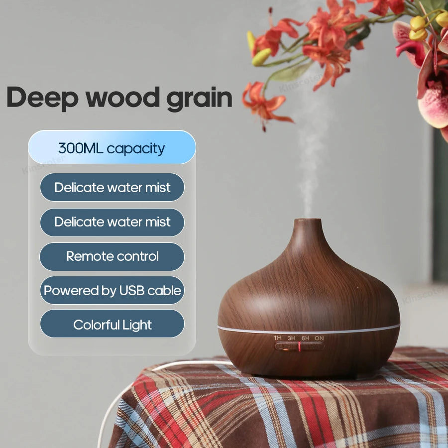 Wood Grain Aromatherapy Diffuser USB Humidifier Desktop Air Purifier Aroma Cool Mist Difusor/Essential oil set