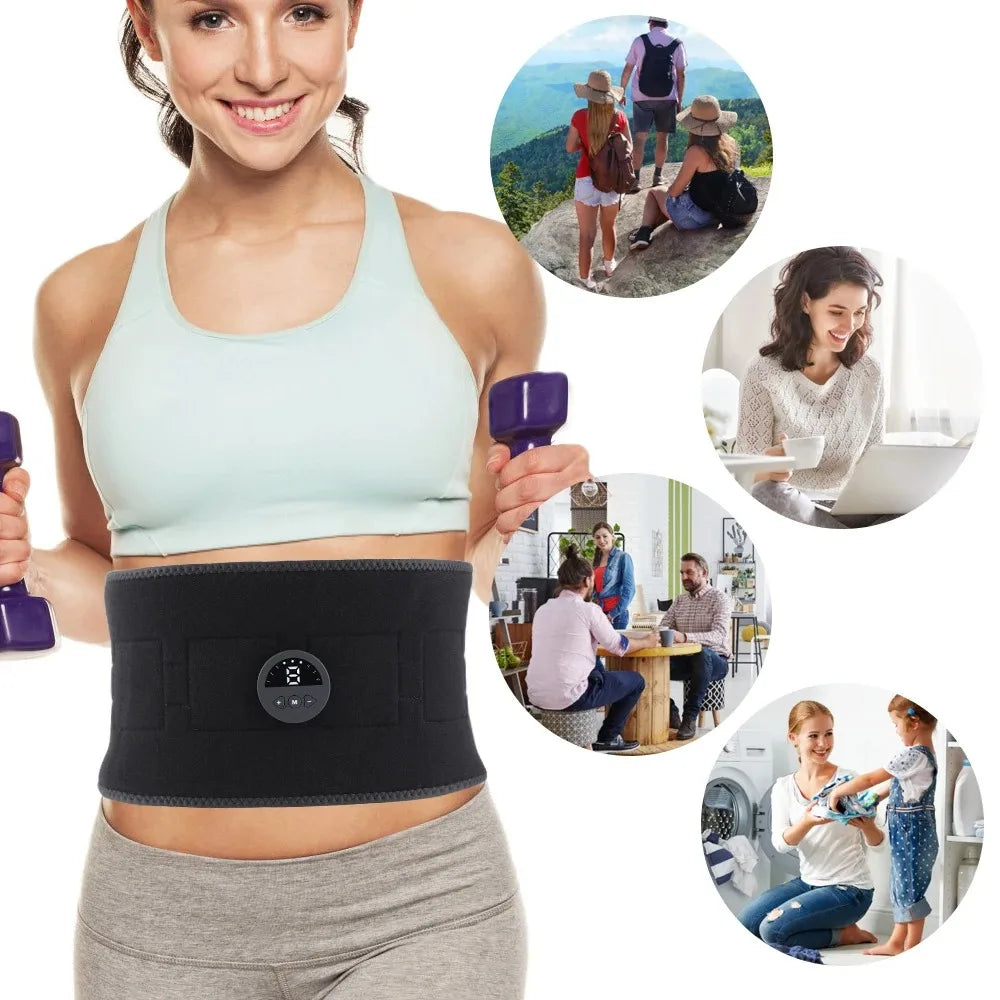 6 Modes Abdominal Electrical Stimulation Belt EMS Slimming Belt Trainer ABS Muscle Stimulator Body Fitness Electric Weight Loss