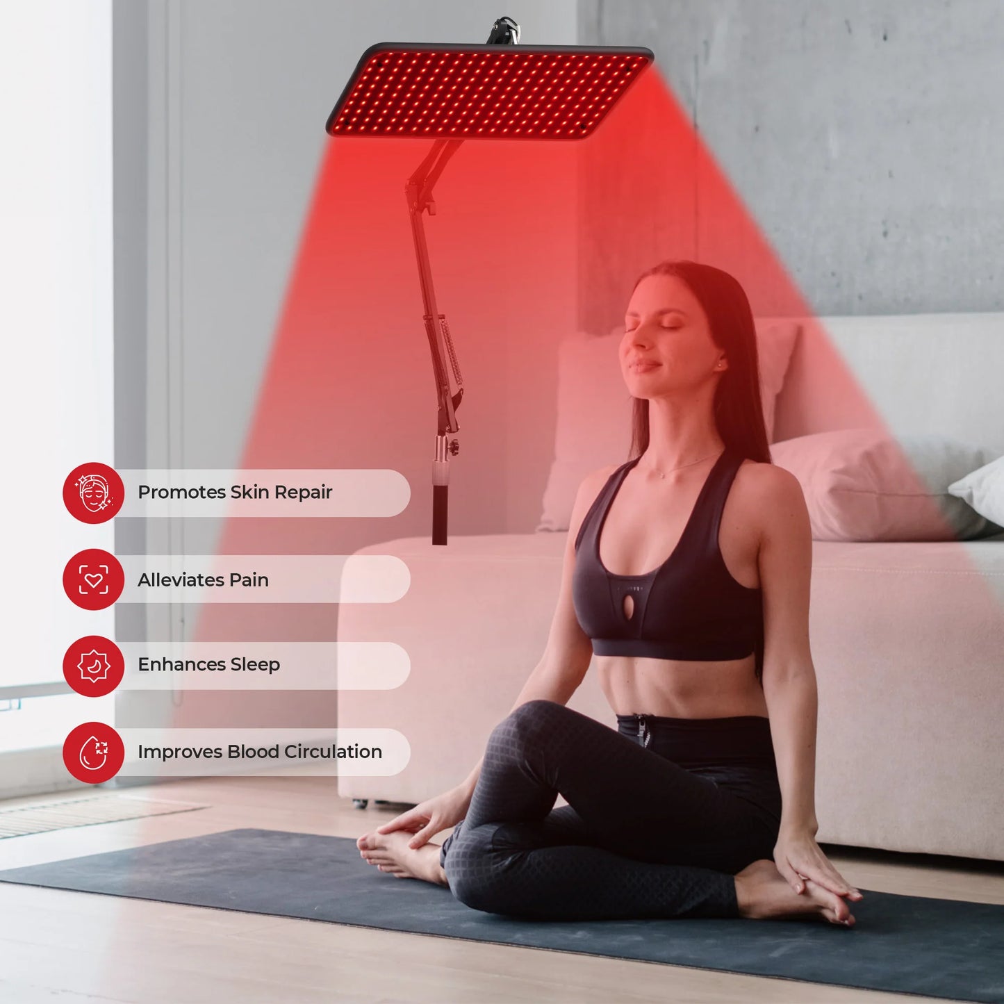 FDA-Cleared Beuchan Whole Body Red Light Therapy Device - Adjustable 660nm/850nm/940nm Large Panel & Stable Stand