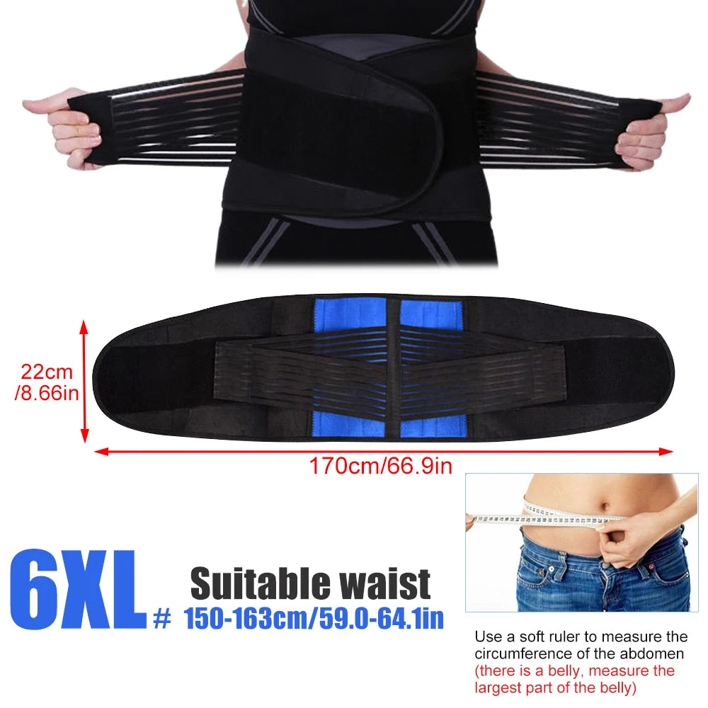 Tcare Double Pull Back Lumbar Support Belt Waist Orthopedic Corset Plus Spine Decompression Waist Trainer Brace Back Pain Relief