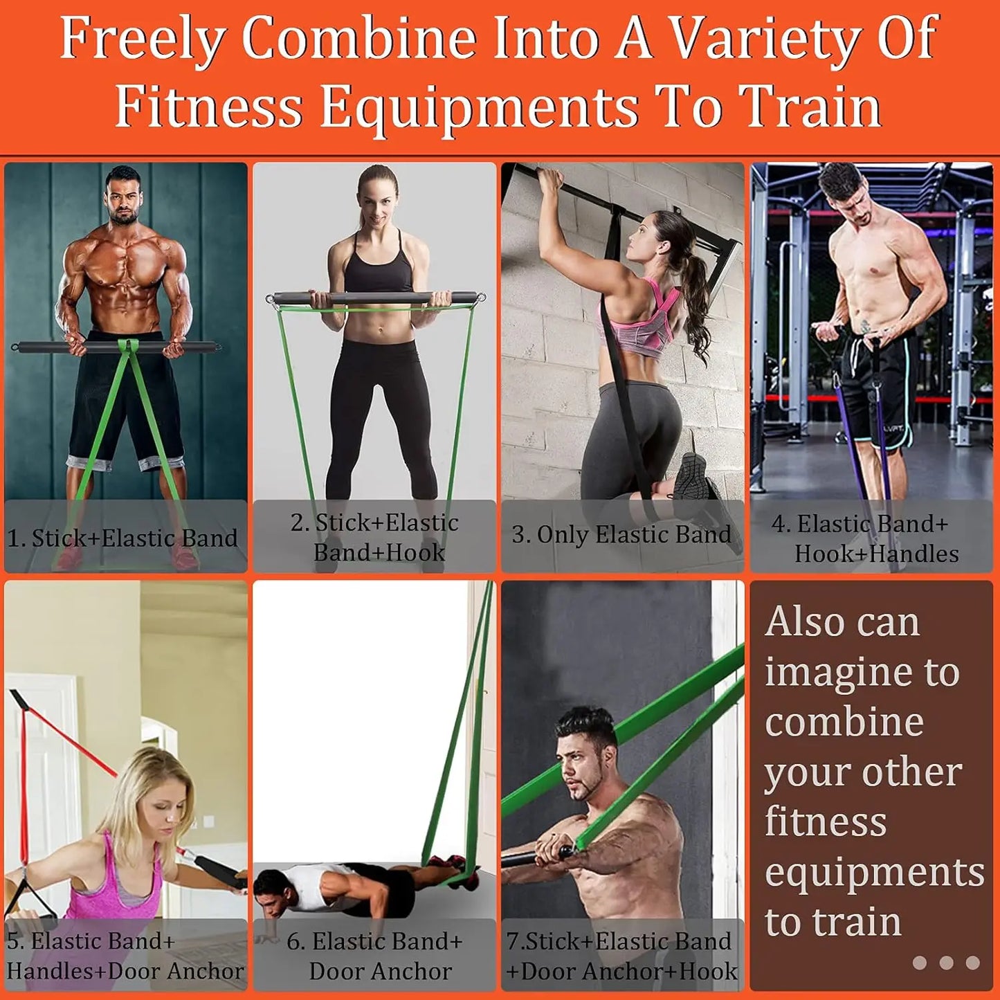 Heavy-Duty Resistance Band Bar Set with 500LB Capacity, 4 Stackable Bands & Door Anchor for Full Body Home Workouts